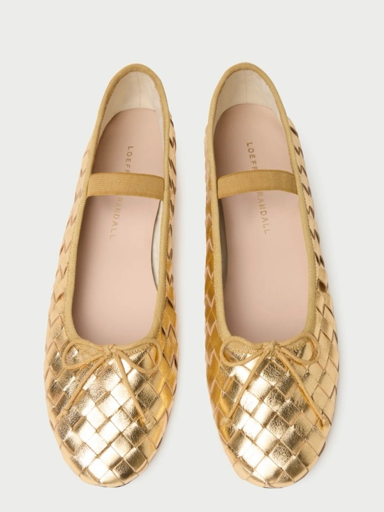 Loeffler Randall Shoes - Loeffler Randall Metallic Gold Woven Ballet Flats